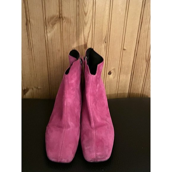 Topshop Marilo Block Heel Suede Bootie Fuschia Size 6.5 - Picture 5 of 14